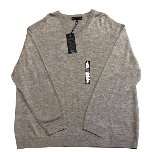 Hart Schaffner Marx Mens V-Neck Sweater Gray Extra Fine Merino Wool XXL NWT - Picture 2 of 7